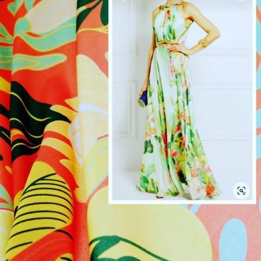 Tecido - Estampa folhagens contrastantes em Bauru por A Tropical Tecidos 