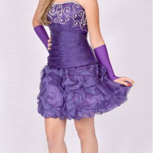 Vestido de Debutante Roxo Curto por Aguiar Noivas, Festas e Ternos