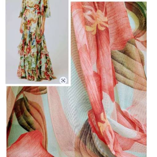 Tecido - Tule estampa orgânica em Bauru