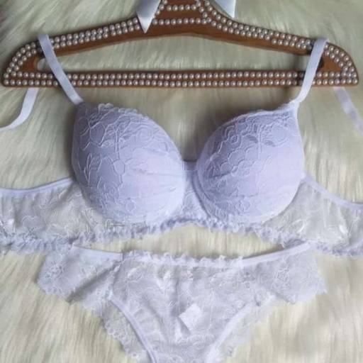 Conjunto de Lingerie - Branco detalhe rendado