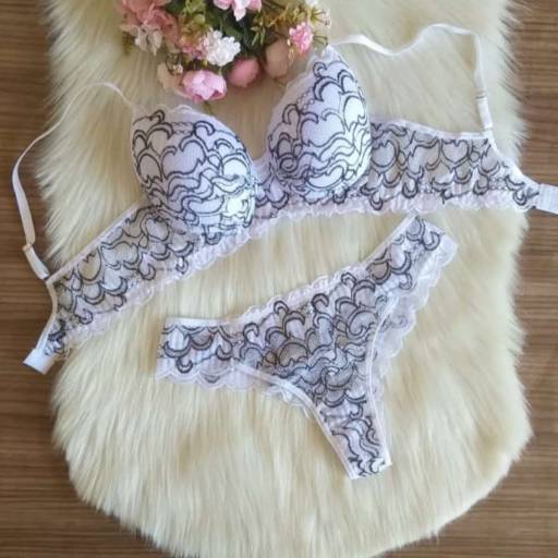 Conjunto e Lingerie - Preto/branco detalhado por SILINGERIES