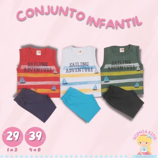 Comprar o produto de Camiseta cavada e short infantil masculino em Bauru. em Menino pela empresa Sophia Kids - Moda Infantil em Bauru, SP por Solutudo