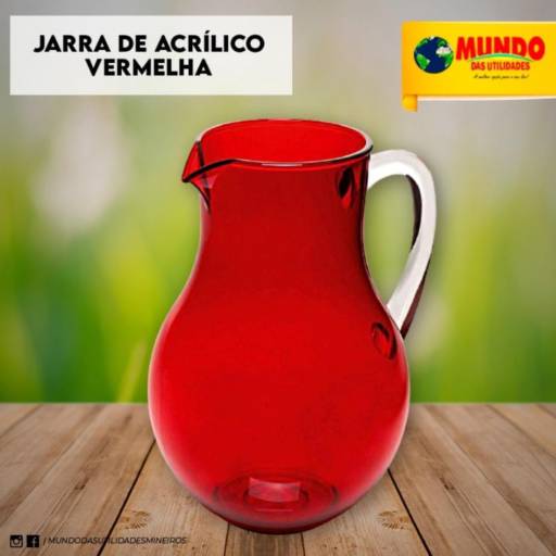  Jarra de acrílico vermelha por Mundo das Utilidades - Loja 01