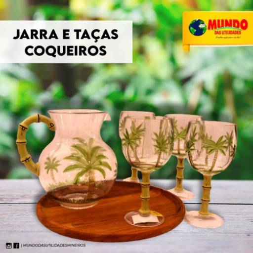  Jarra e taças coqueiros por Mundo das Utilidades - Loja 01