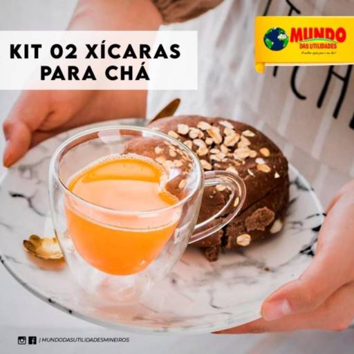  Kit 2 xícaras para chá por Mundo das Utilidades - Loja 01