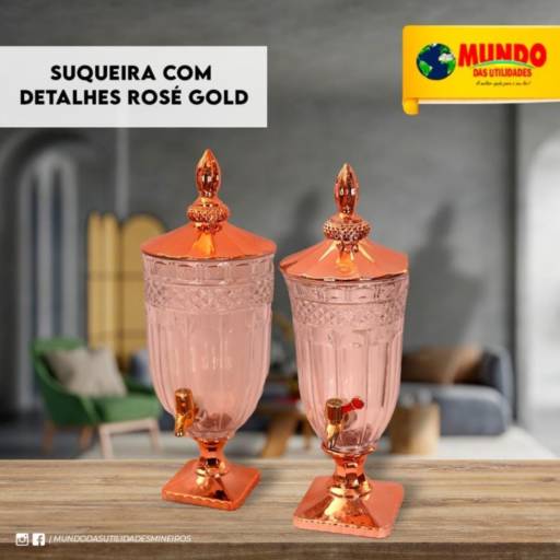  Suqueira com detalhes rosé gold por Mundo das Utilidades - Loja 01