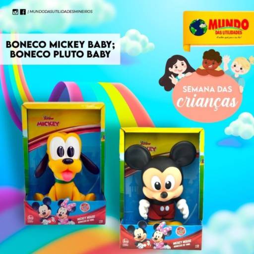  Boneco mickey baby boneco pluto baby por Mundo das Utilidades - Loja 01