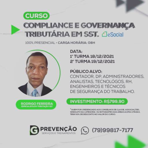 Comprar o produto de Curso Compliance e Governança Tributária em SST em Cursos pela empresa DG Prevenção em Aracaju, SE por Solutudo