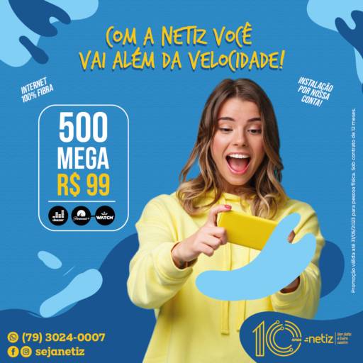 Comprar o produto de Plano Ideal em Provedores de Internet pela empresa Netiz em Aracaju, SE por Solutudo
