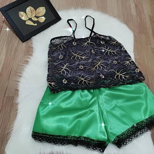 Pijama estampado com short verde em Bauru por Mixx Refúgio Acessórios
