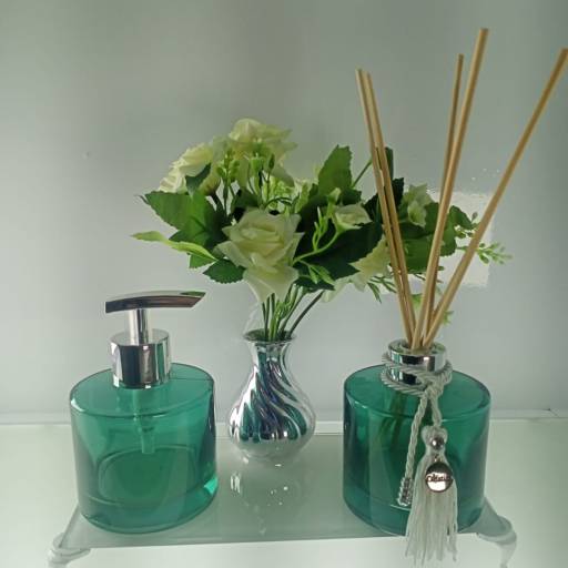 Kit difusor Linha Sofistic, saboneteira verde tifanny 210 ml por Olfatiza Marketing Olfativo