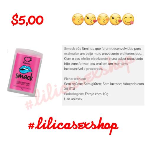 LÂMINAS SHOCK SABOR CHICLETE LINHA SMACK 10G SEXY FANTASY