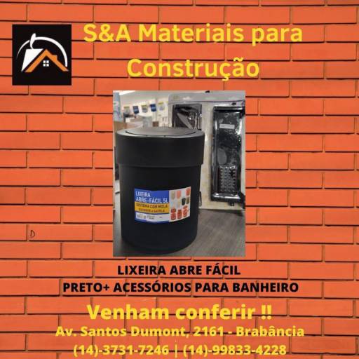 Comprar o produto de Lixeira abre fácil em Avaré em Materiais para Construção pela empresa S.A Materiais para Construção em Avaré  em Avaré, SP por Solutudo