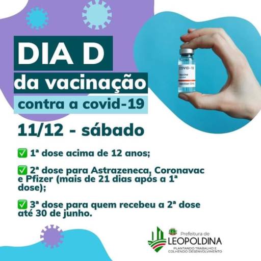 Prefeitura de Leopoldina vai promover Dia D de vacinação contra covid-19 neste sábado por Solutudo