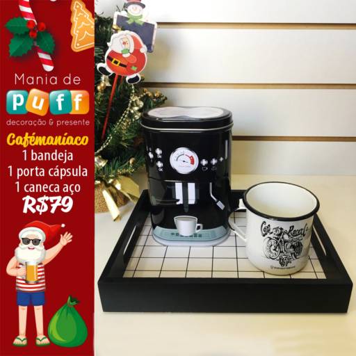 Comprar o produto de Kit Cafémaniaco com Bandeja em Presentes Criativos pela empresa Mania de Puff em Bauru, SP por Solutudo
