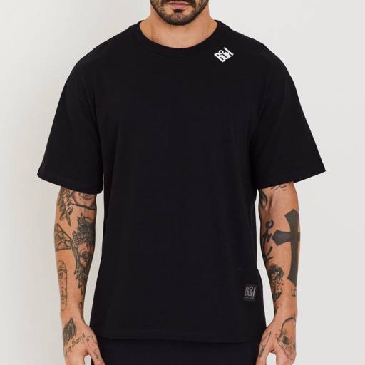 Camiseta Buh Neckline oversized preta - Bauru por Beckhan Mens Wear