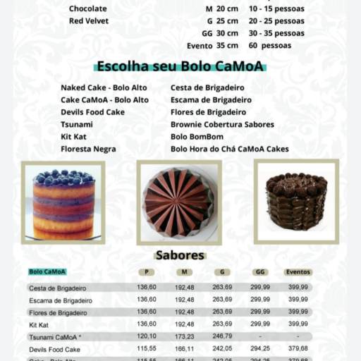 CARDÁPIO BOLOS