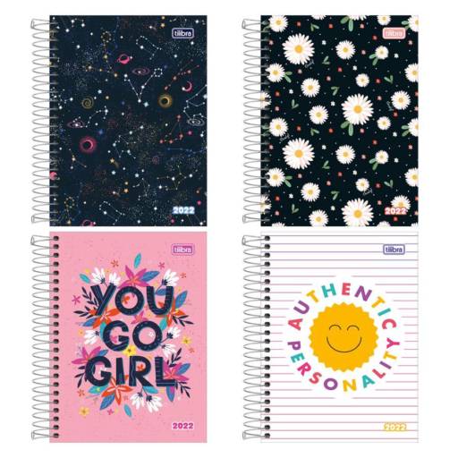 Agenda Espiral Diária 11,7 x 16,4 cm Pepper Feminina 2022 – Sortido – Tilibra - Bauru por Papelaria He Man II
