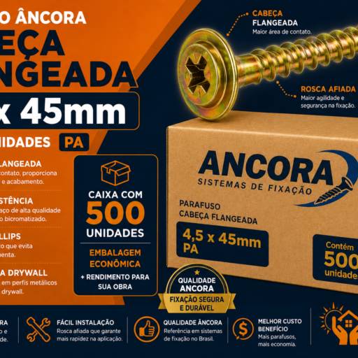 Parafuso Ancora Cabeça Flangeada 4,5x45mm c/500 PA