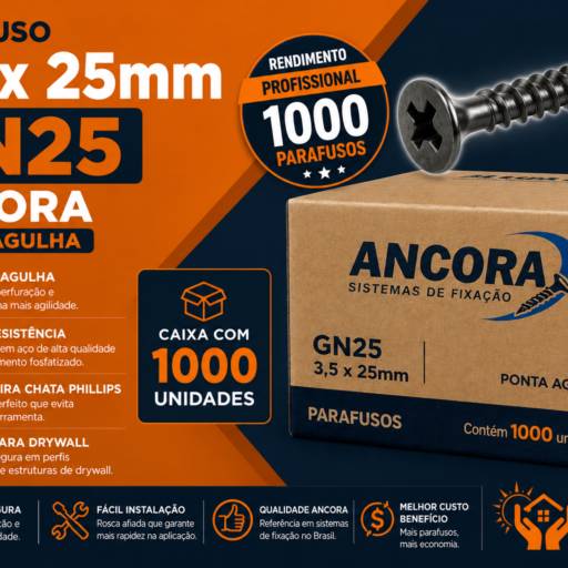 Parafuso 3,5 x 25mm Gn25 Ancora ponta agulha