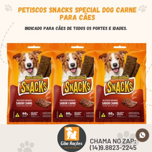 Petiscos snacks Special Dog carne para cães por Giba Rações