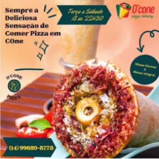 Pizza cone de carne seca & escarola com champignons e bacon