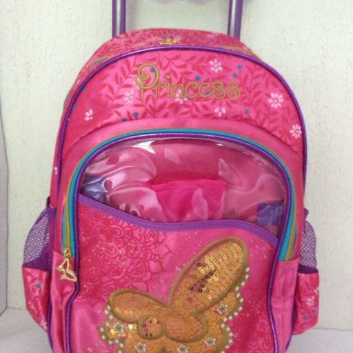 Mochila Carrinho Grande Rosa Princess – Luxcel por Papelaria He Man II