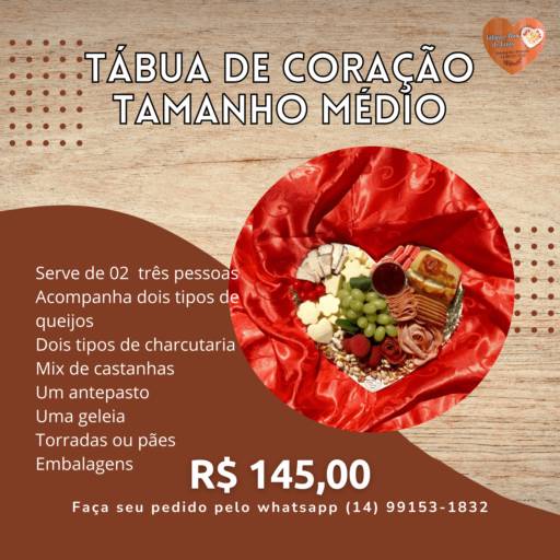 Tábua de coração tamanho médio