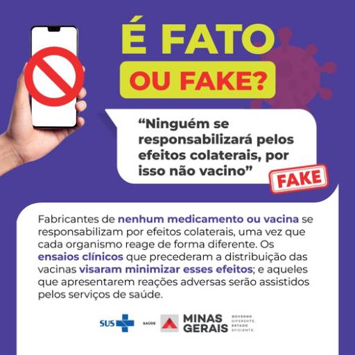 Não deixe que informações distorcidas sobre a vacina contra a covid-19, como é o caso dessa, te impeçam de se vacinar ou às suas crianças