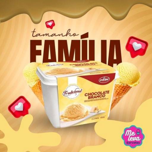 Sorvete de pote Chocolate Branco - Bauru por Eskimó Sorvetes Bauru