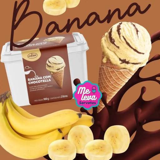 Sorvete de Pote Banana com Chocotela - Bauru por Eskimó Sorvetes Bauru