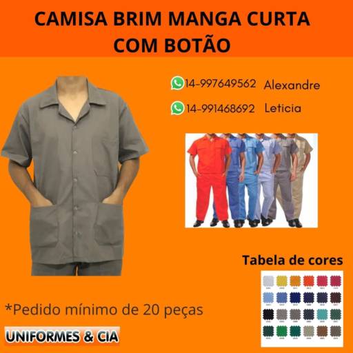 Camisa Brim manga curta por Uniformes & Cia