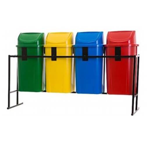Conjunto Coleta Seletiva 4 Lixeiras 60 L Basculante Com Estrutura - Bauru e Região