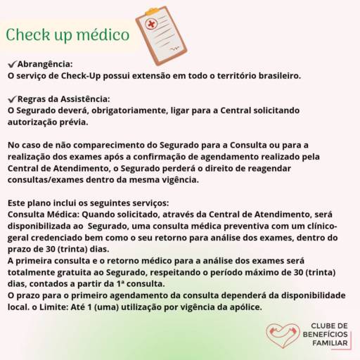 Check-up Médico Indicado por Clube de Benefícios Familiar 