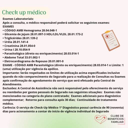 Check-up Médico Indicado por Clube de Benefícios Familiar  Check-up Médico Indicado por Clube de Benefícios Familiar