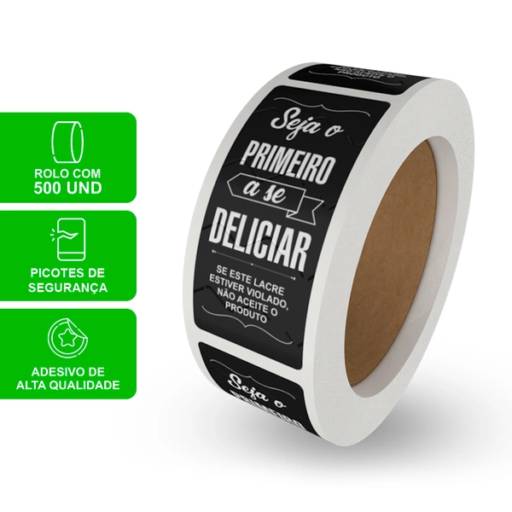 Comprar o produto de Etiqueta lacre de segurança seja o primeiro preto - rolo com 500 unidades em Etiquetas e Tags pela empresa Renata Embalagens em Bauru, SP por Solutudo