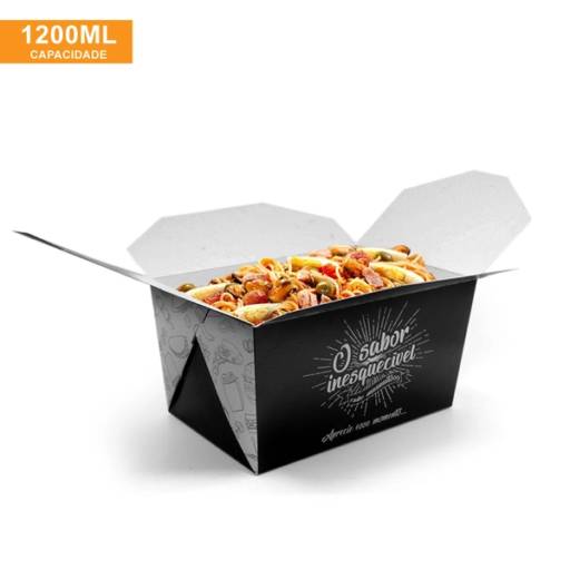 Embalagem box antivazamento 1200ml black gourmet - 50 unidades por Renata Embalagens