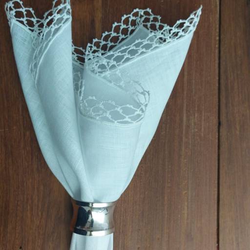 Guardanapo Cambraia Linho com Creche Rendado a Mão por Ponto Paris Enxovais