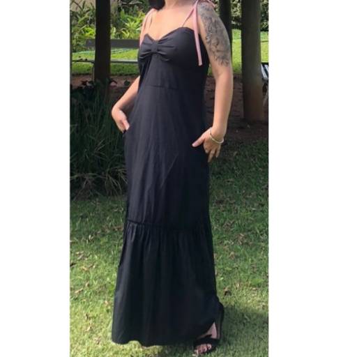 Vestido longo amarração - Preto por Anágua - Roupas autorais