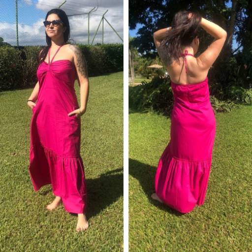 Vestido longo de amarração - PINK por Anágua - Roupas autorais