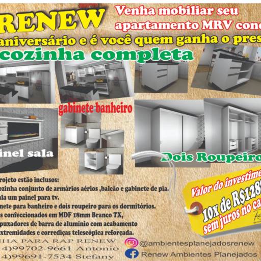 Venha mobiliar seu apartamento da MRV...estamos fazendo R$12.880,00 em ate 10x no cartão sem juros! por Renew Ambientes Planejados