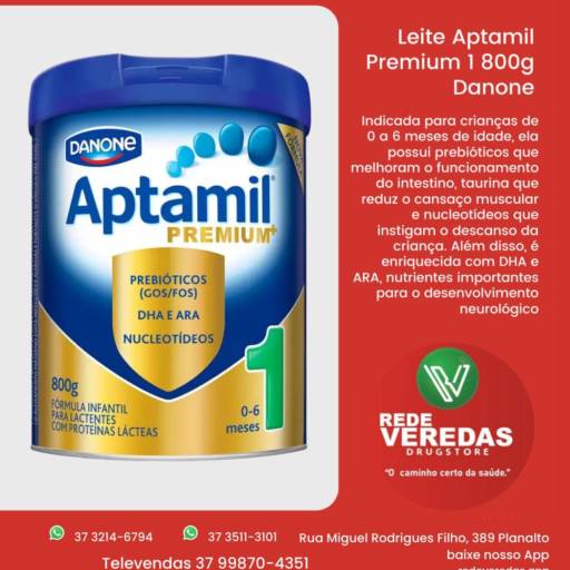Leite Aptamil Premium 800g - Danone por DROGARIA REDE VEREDAS - FARMÁCIA EM DIVINÓPOLIS