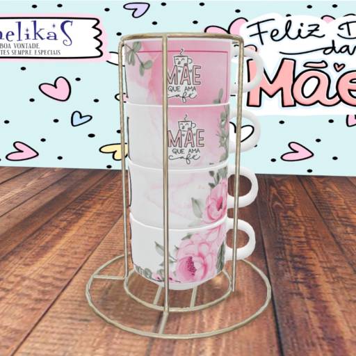 Kit Xícaras Personalizadas de Dia das Mães por Canelika's Canecas Personalizadas