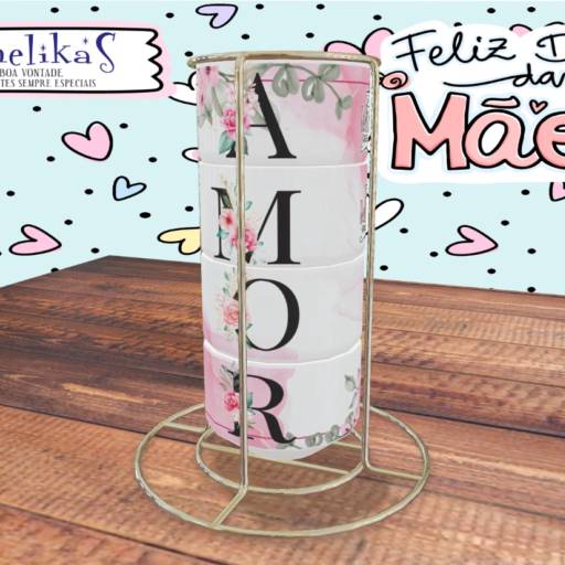 Kit Xícaras Personalizadas de Dia das Mães por Canelika's Canecas Personalizadas