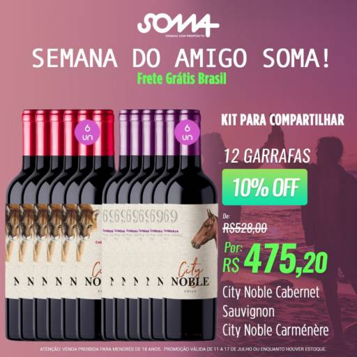 City Noble Cabernet Sauvignon e City Nole Carménère | 12 Garrafas de Vinho