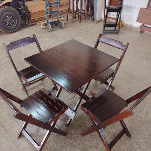 Comprar o produto de Conjunto 70x70 dobrável em Cadeiras e Mesas pela empresa Mobília Madeira em Botucatu, SP por Solutudo