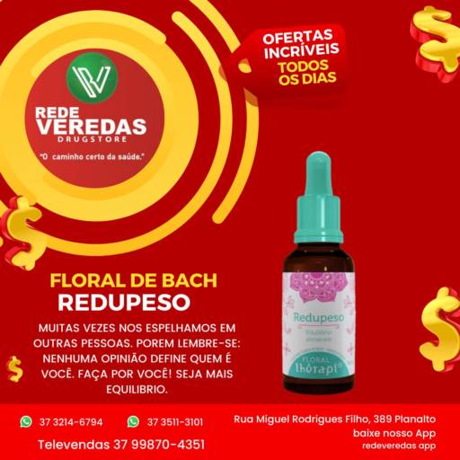 Floral de Bach Redupeso por DROGARIA REDE VEREDAS - FARMÁCIA EM DIVINÓPOLIS