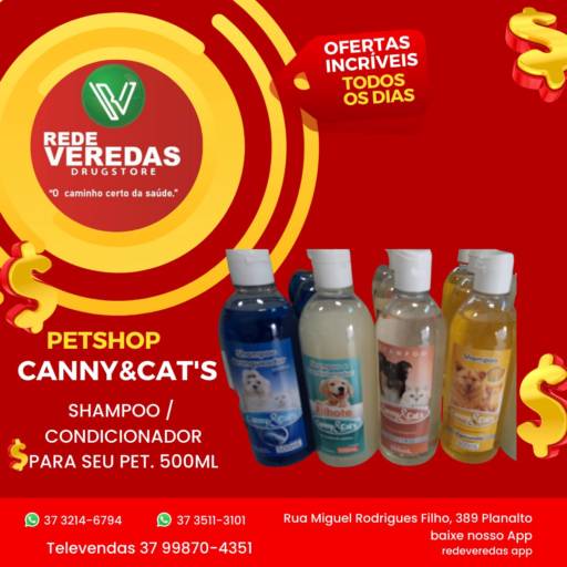 Shampoo e Condicionador para Pet por DROGARIA REDE VEREDAS - FARMÁCIA EM DIVINÓPOLIS