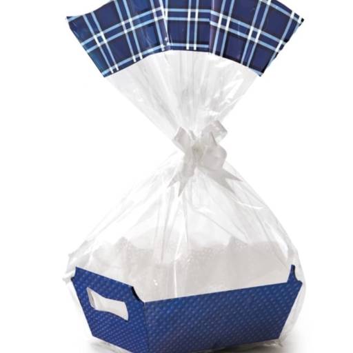 Cesta azul para presente em Bauru por Renata Embalagens