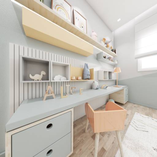 Projeto Quarto Infantil em Ninho Verde II Eco Residence, SP por Studio Amarelo Arquitetura